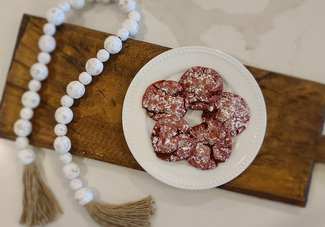 Red Velvet Crinkle Cookies for Christmas