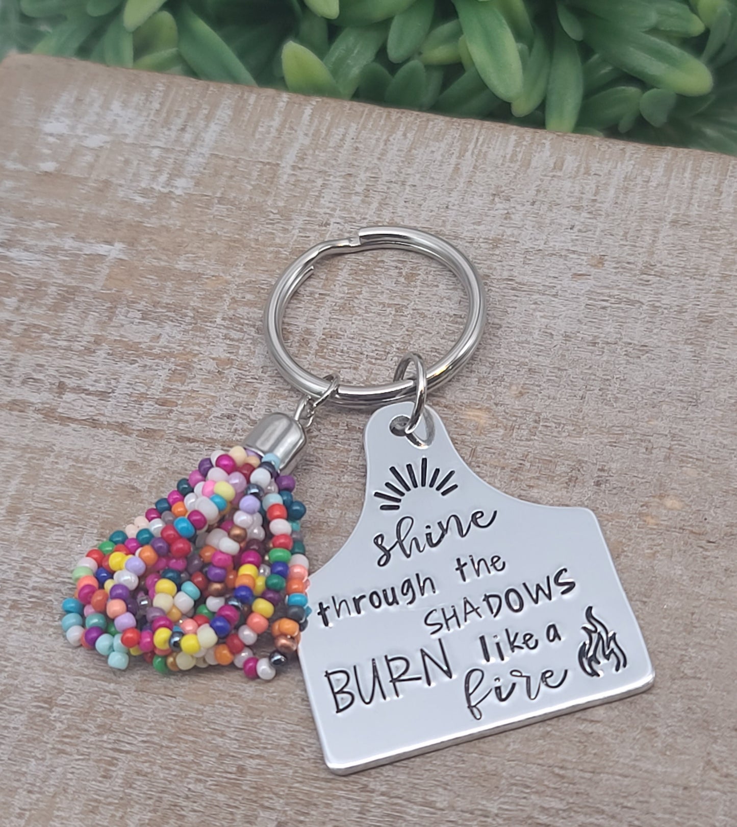 "Burn Like a Fire" Hand Stamped Keychain | Aluminum