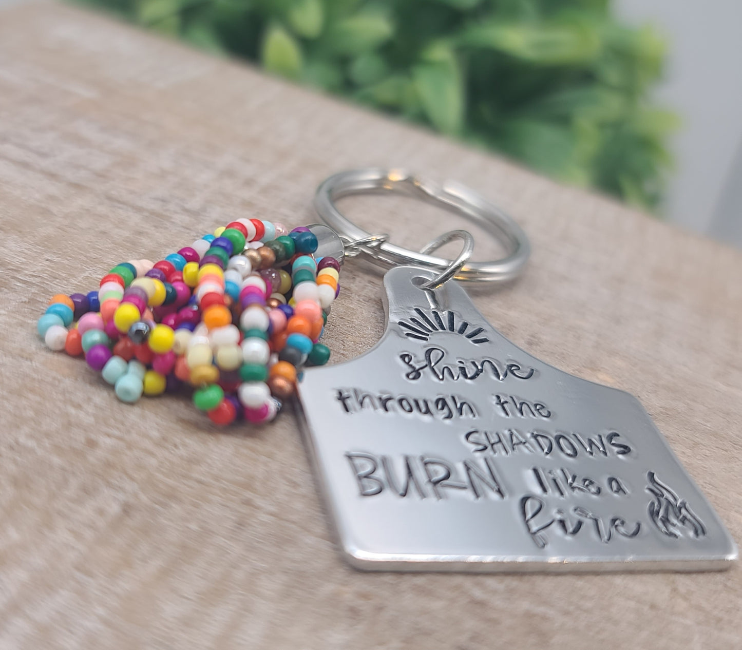 "Burn Like a Fire" Hand Stamped Keychain | Aluminum