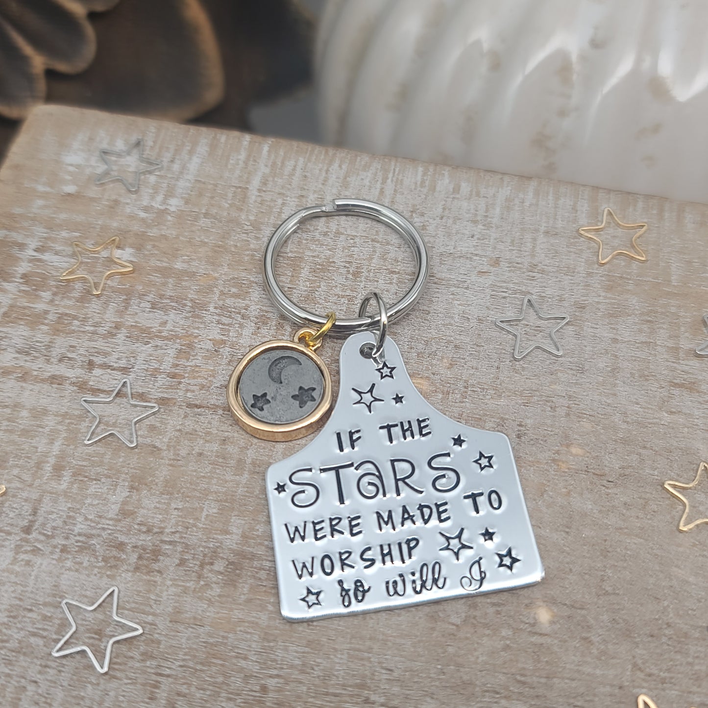 "Stars" Hand Stamped Metal Keychain | Aluminum
