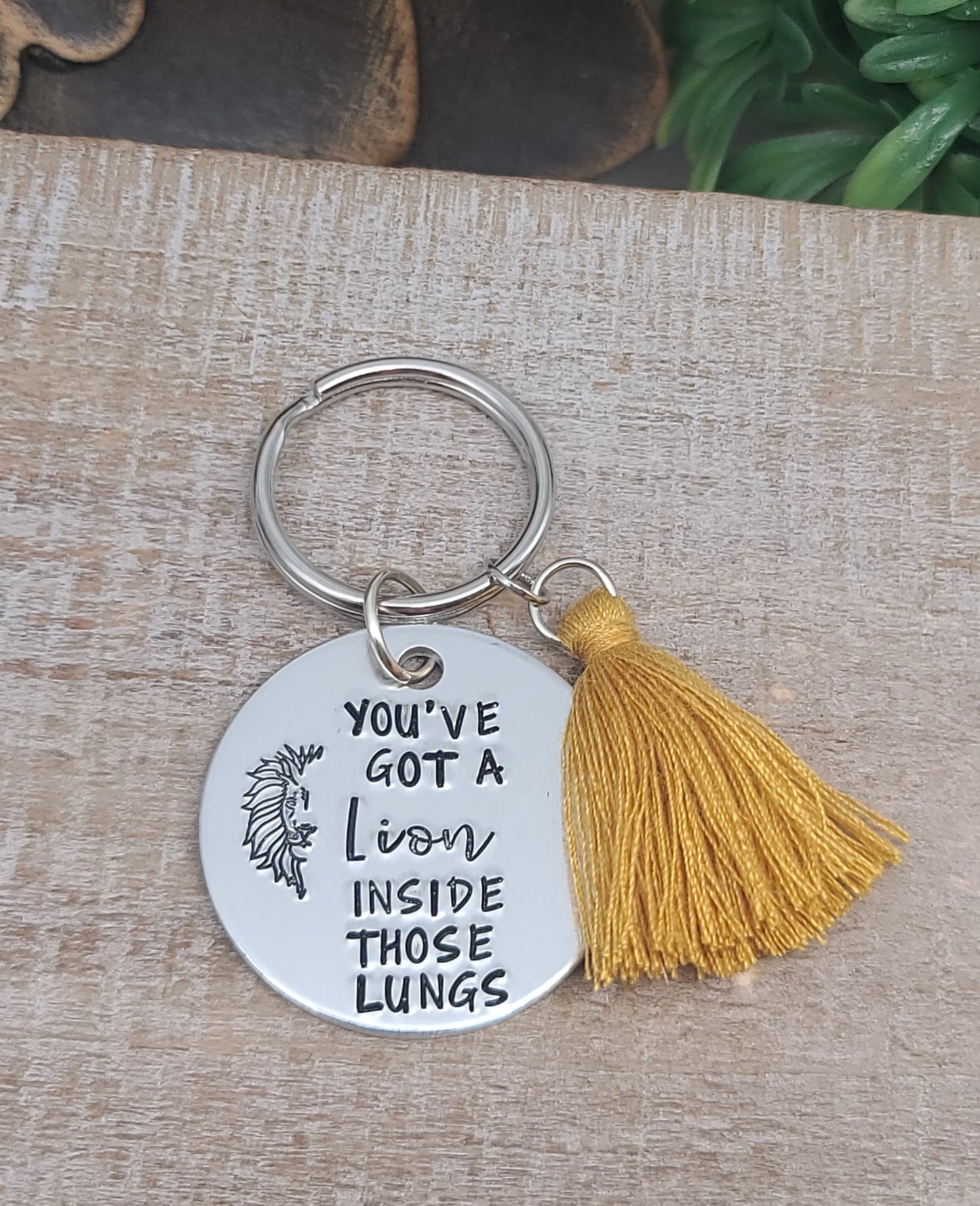 "Lion" Hand Stamped Metal Keychain | Aluminum