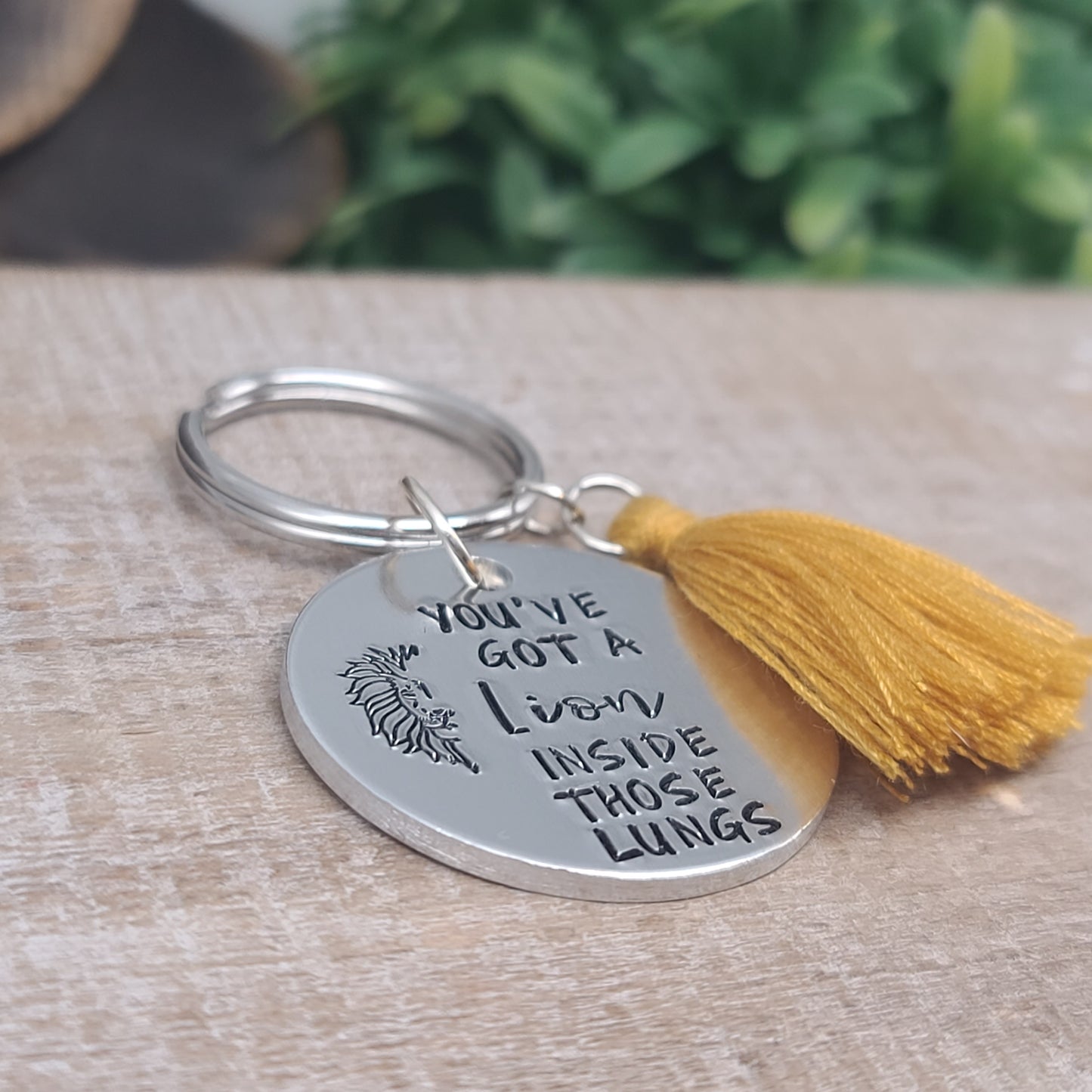 "Lion" Hand Stamped Metal Keychain | Aluminum
