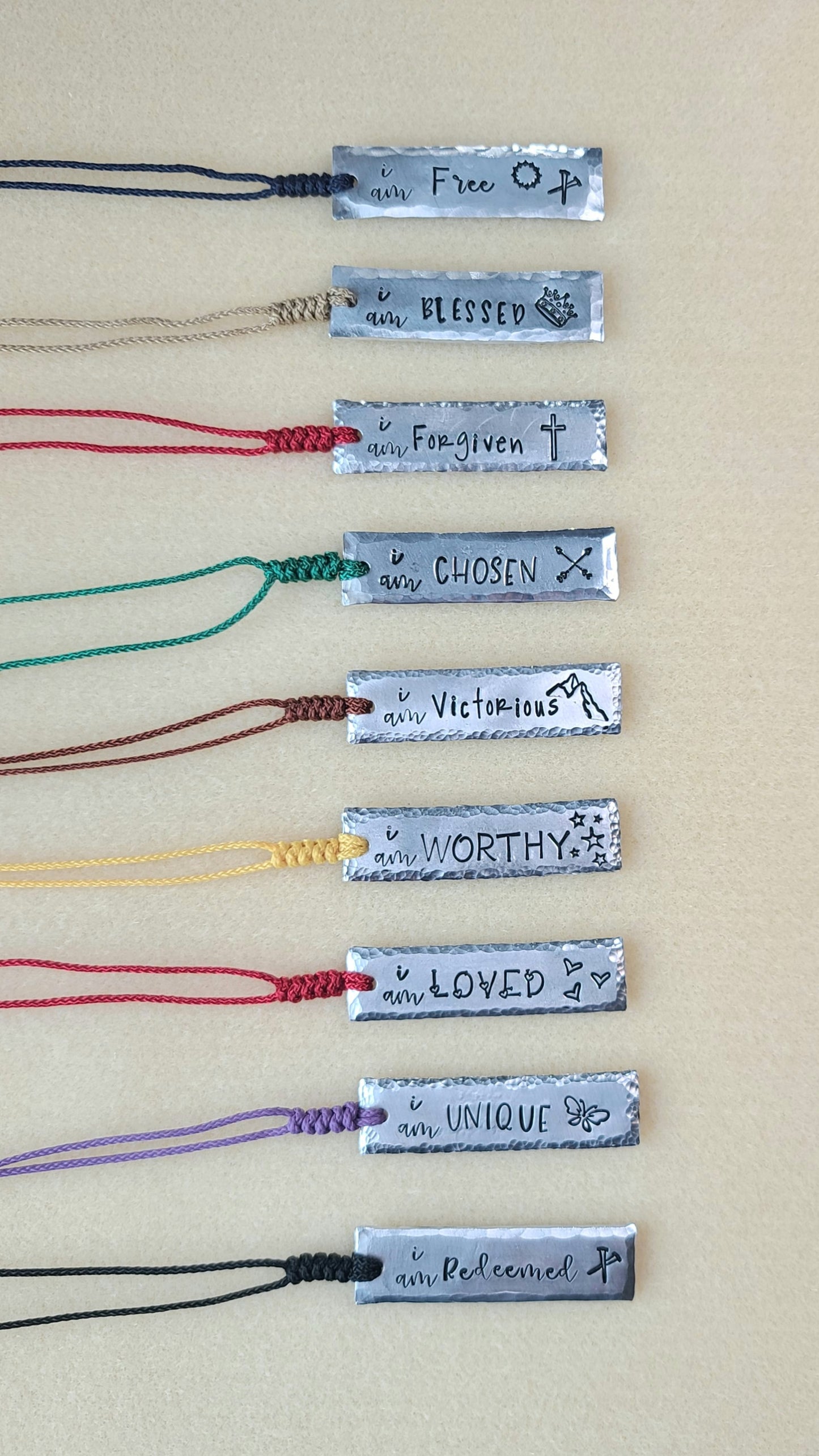 "I Am..." Affirmation Hand Stamped Bookmark | Aluminum