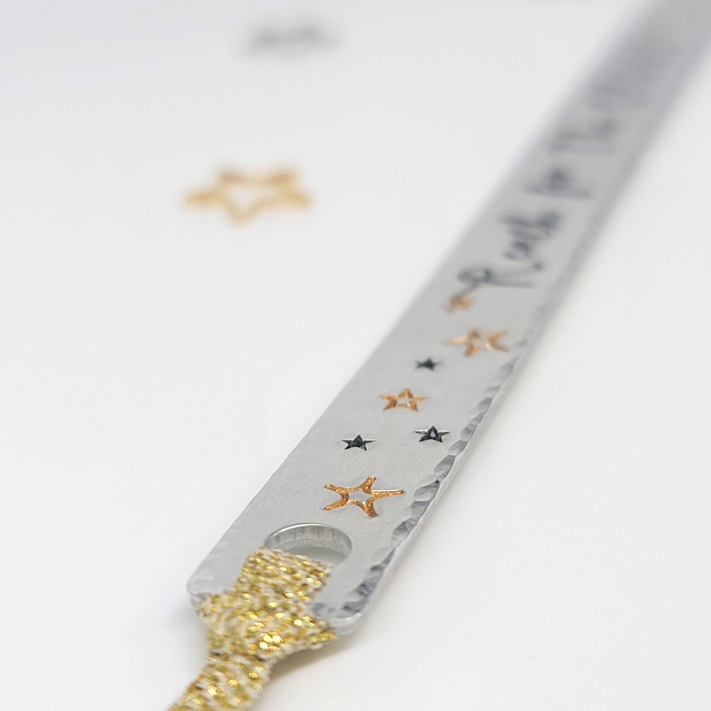 "Reach for the Stars" Hand Stamped Bookmark | Aluminum