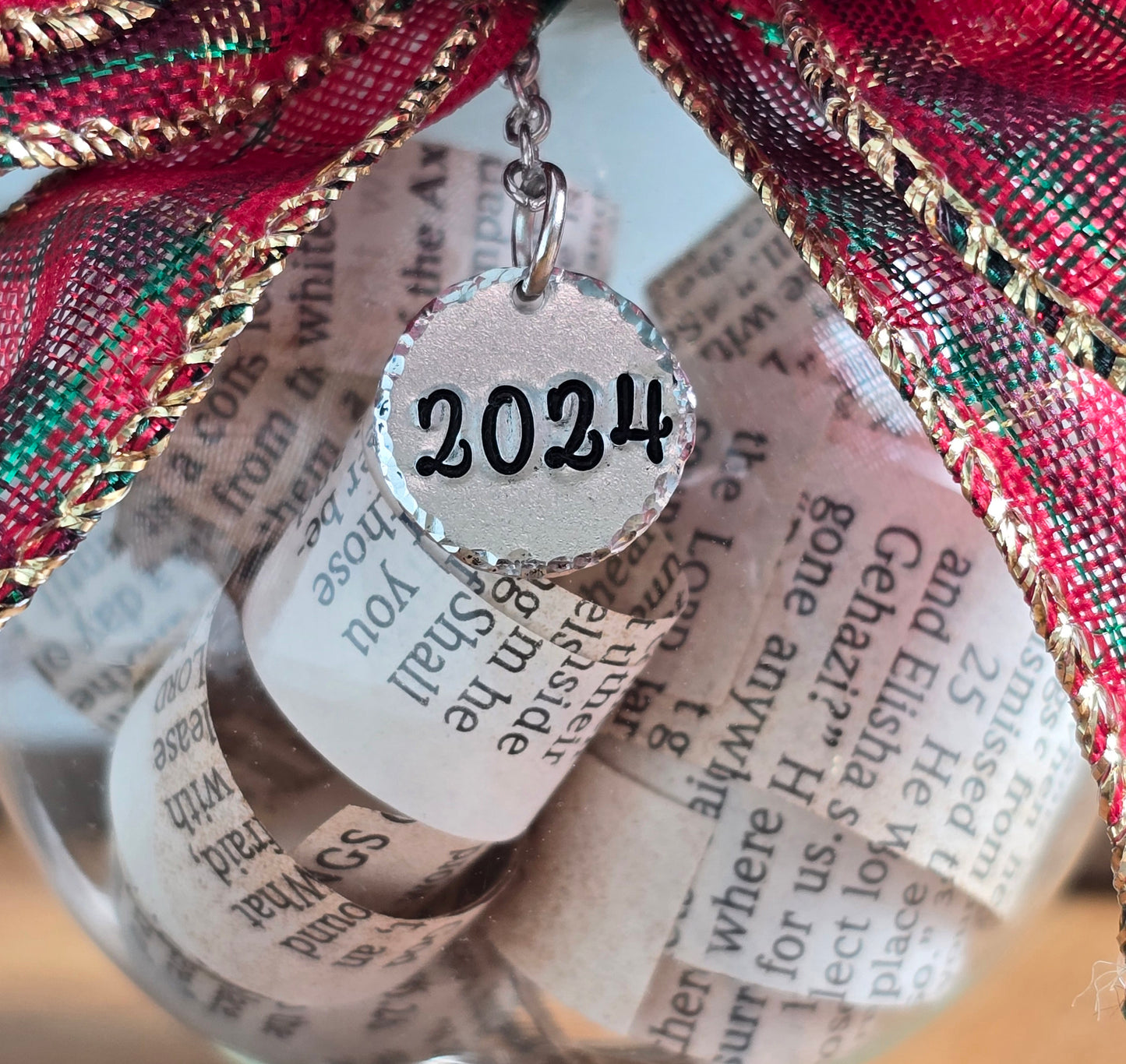 SMALLER Size Bible Page Christmas Ball Ornament | Ribbon Color Choice