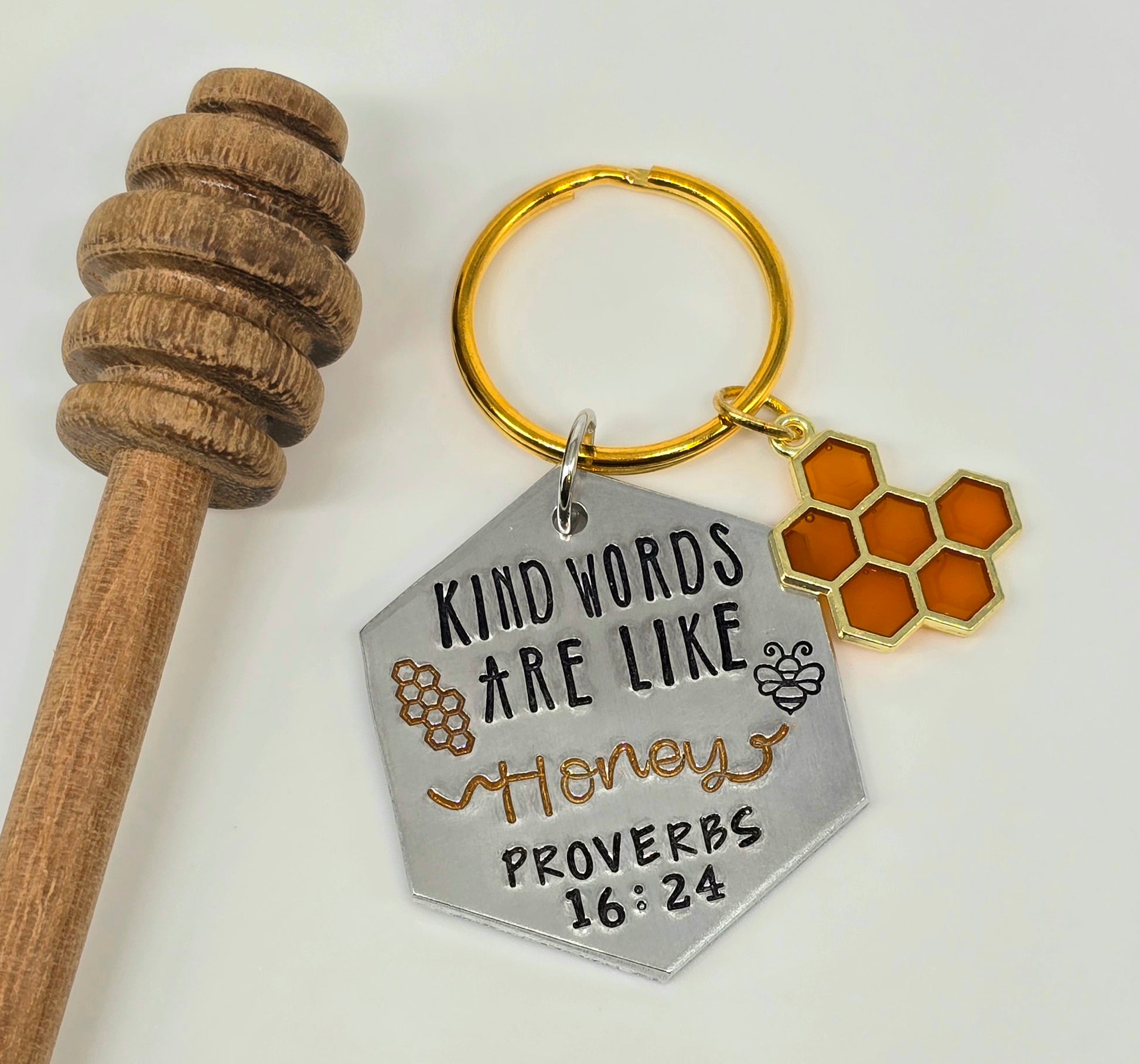 Kind Words Like Honey Keychain